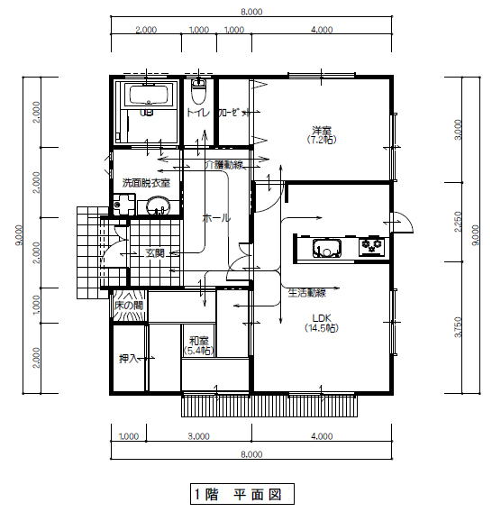 平屋バリアフリー介護型 参考プラン 白井市で30坪台の間取りで平屋 2階建て注文住宅は神野工務店