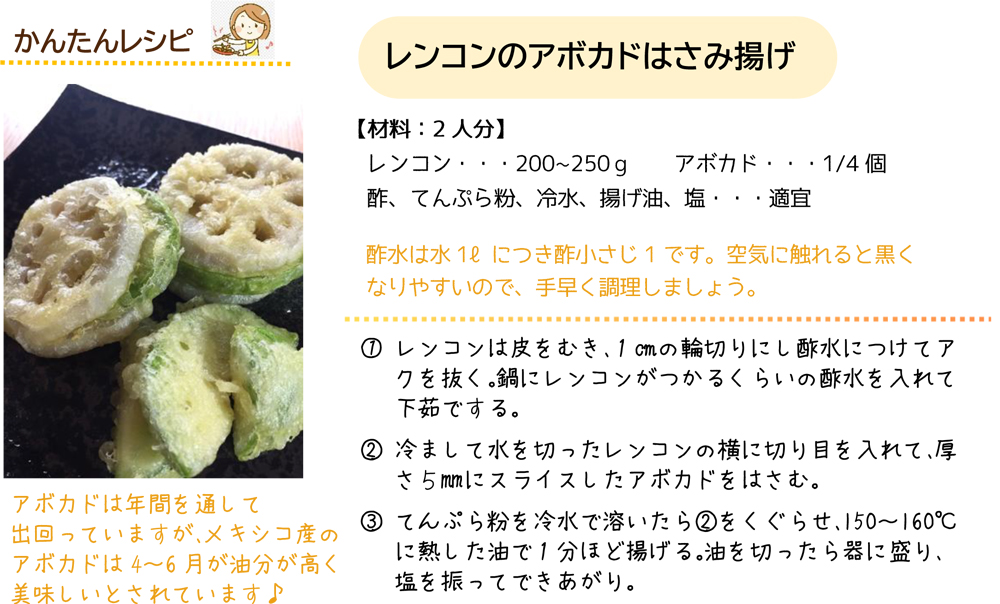 レンコンのアボカドはさみ揚げ